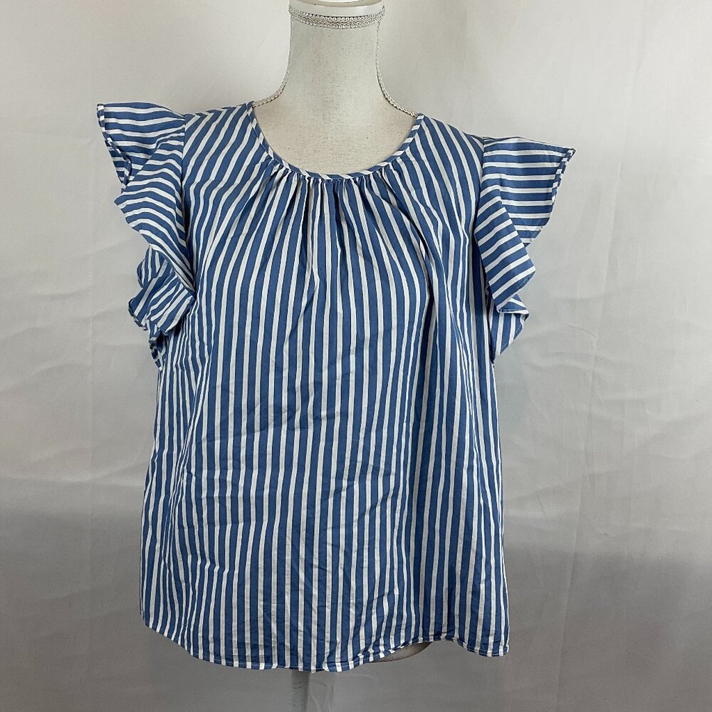 kate spade Striped Ruffle Sleeve Top